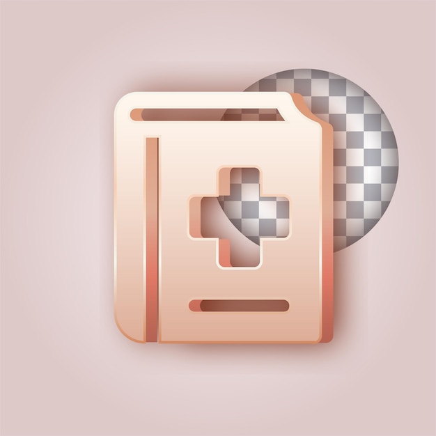 Icono de libro médico con fondo personalizable con efecto de color mantequilla suave