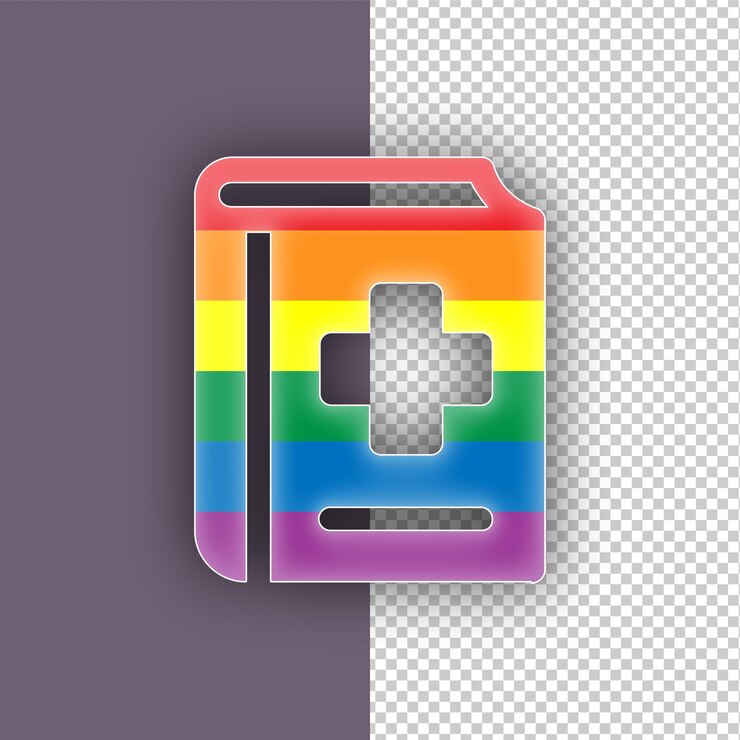 Vector el icono del libro médico pride lgbtq con fondo editable