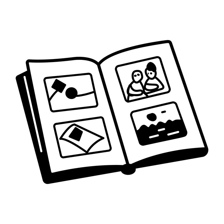 Vector icono del libro de memoria en estilo dibujado a mano