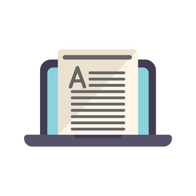 Icono de libro portátil vector plano Biblioteca ebook Educación digital aislada
