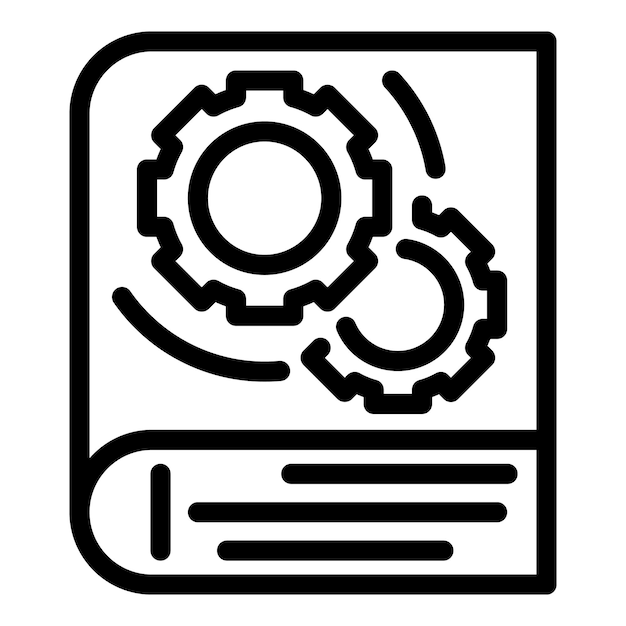 Icono de libro técnico Icono de vector de libro técnico de esquema para diseño web aislado sobre fondo blanco