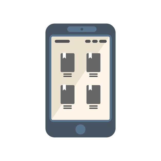 Icono de libro de texto de tableta vector plano Libro electrónico digital Escuela en línea aislada