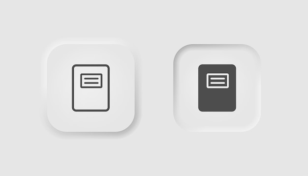 Icono de libro de trabajo en estilo de neumorfismo Iconos para la interfaz de usuario blanca de negocios Símbolo de notas UX Cuaderno de bocetos Cuaderno estilo neumórfico Ilustración vectorial