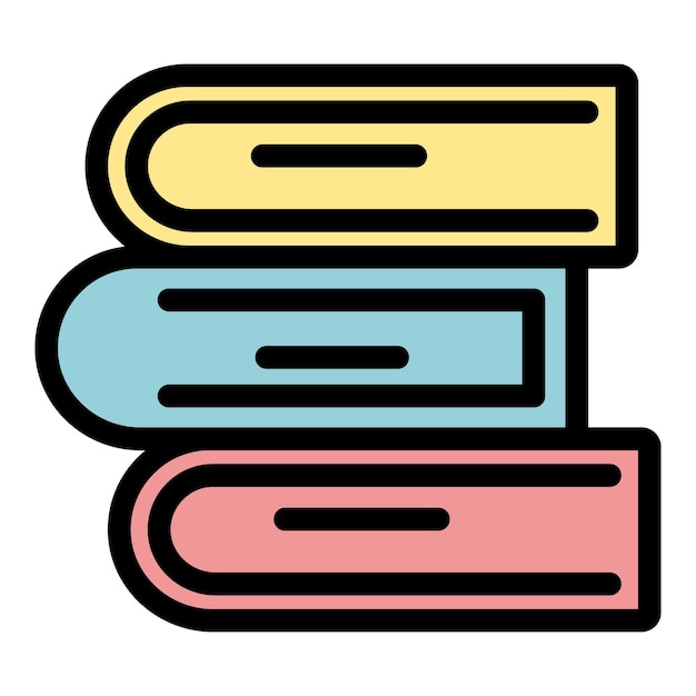 Icono de libros de lectura Contorno de libros de escritura icono vectorial color plano aislado