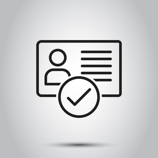Icono de licencia de conducir en estilo plano Ilustración vectorial de documento de identificación en un fondo aislado Concepto de negocio de cartel de perfil