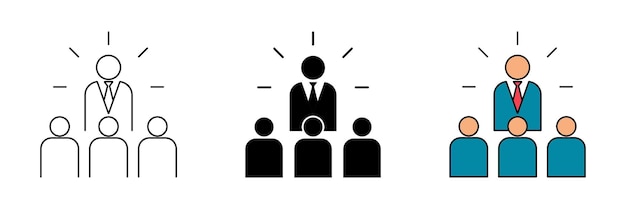 icono de liderazgo conjunto diseño moderno aislado en fondo blanco