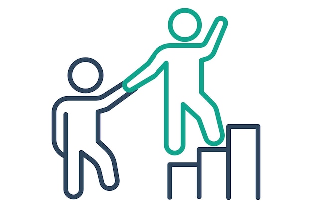 Icono de liderazgo personas con escaleras icono relacionado con la línea de empoderamiento icono estilo elementos de negocio ilustración vectorial