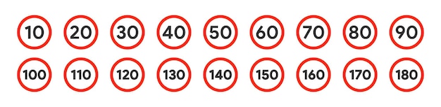 Vector Ícono de límite de velocidad en la carretera regulación de tráfico señal de advertencia en la carretera ilustración vectorial