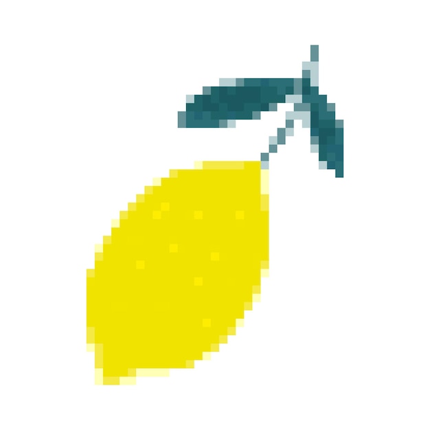 Ícono de limón en estilo pixel art. Símbolo de cítricos.