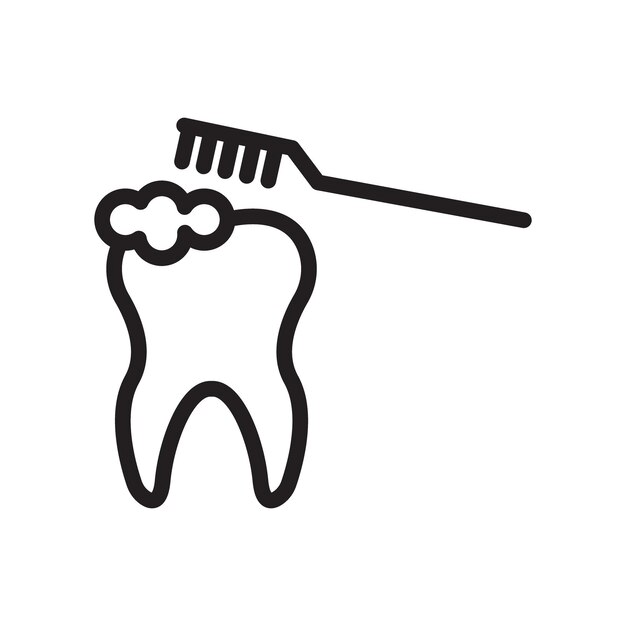 icono de limpieza de dientes logotipo vectorial de arte de línea negra