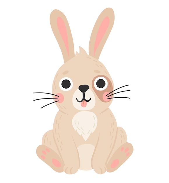 icono, de, lindo, conejo, en, caricatura, estilo, conejito, mascota, silueta, liebre, y, conejo, colorido, ilustración, para, libro infantil, postales, y, carteles