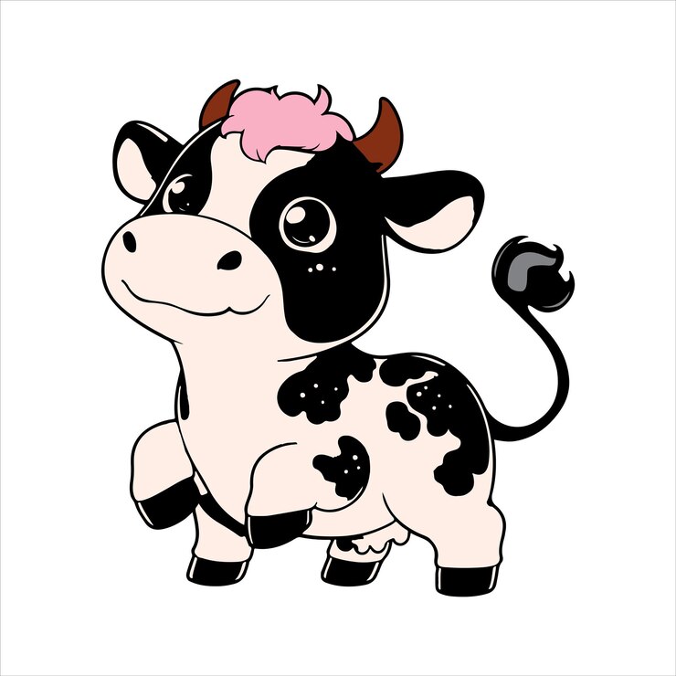 Icono lindo de la historieta de la vaca