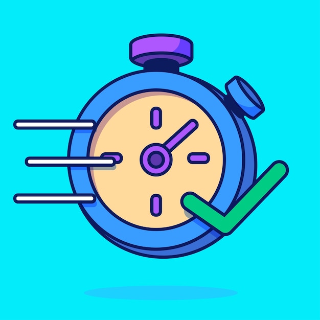 icono lindo ilustración del reloj del temporizador comprobación aprobada