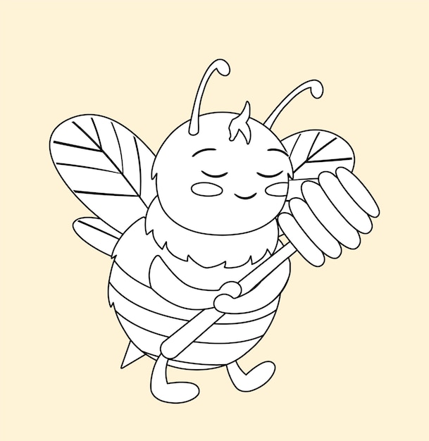 Vector icono de línea de abeja