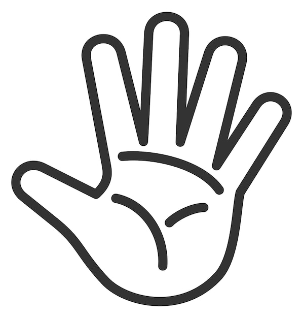 Icono de línea abierta de la palma de la mano Símbolo de la mano de los dedos