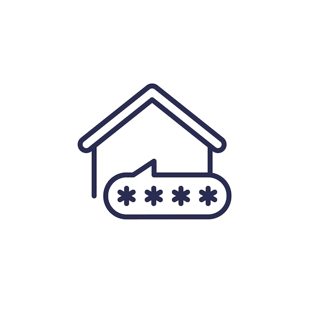 Icono de línea de acceso de contraseña con una casa