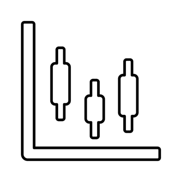 Icono de línea de acciones del gráfico de velas Vector de contorno
