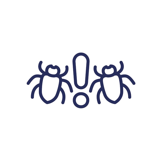 icono de línea de advertencia de plagas en blanco