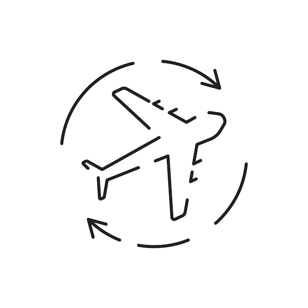 Icono de línea de aeropuerto Esquema de transporte vector viajes de verano y vuelo en avión