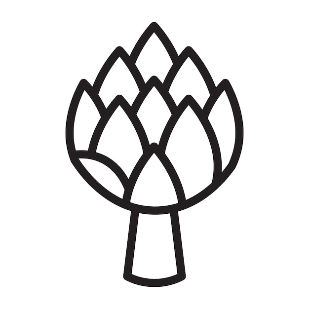 Icono de línea de alcachofa aislado en fondo blanco