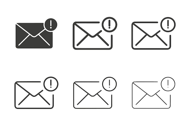El icono de la línea de alerta de correo, el símbolo del icono, la ilustración del logotipo, el fondo blanco.