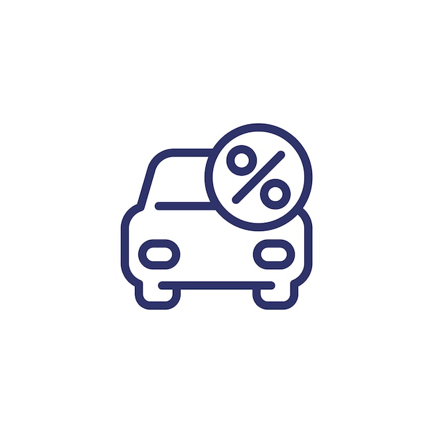 Icono de línea de alquiler de coches en blanco