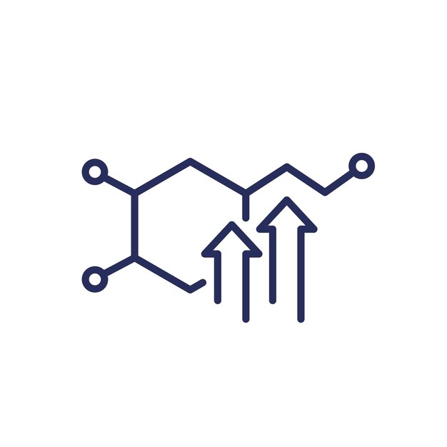 Icono de línea de alto nivel de dopamina con una molécula