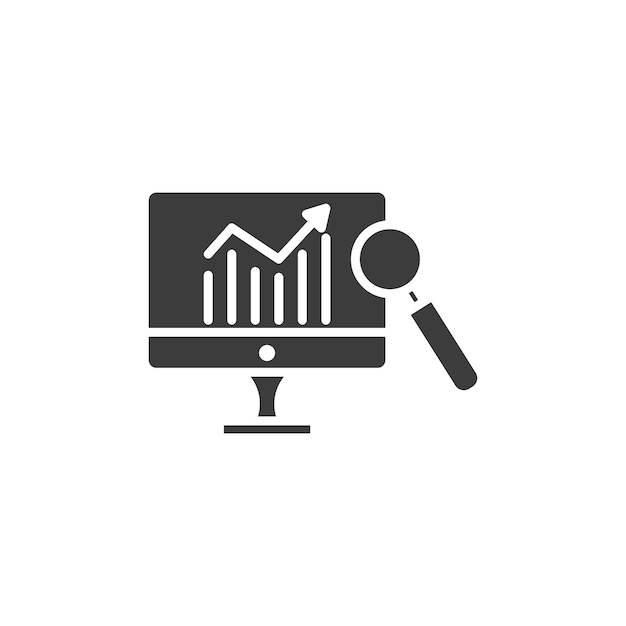 Ícono de línea de análisis de datos aislado en fondo blanco