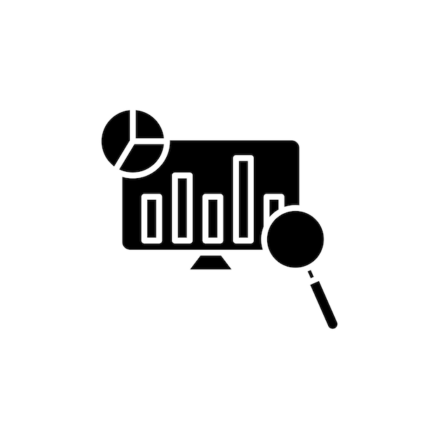 Ícono de línea de análisis de datos aislado en fondo blanco