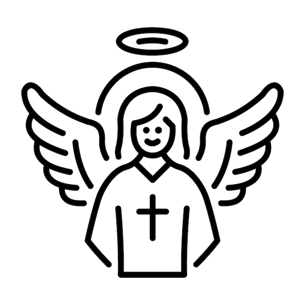 Un icono de línea de ángel de la guarda