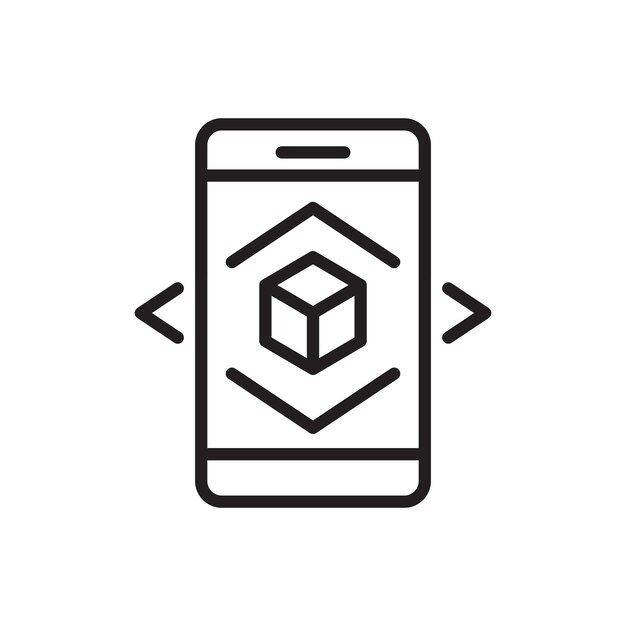 El icono de la línea de la aplicación Ar aislado en fondo blanco