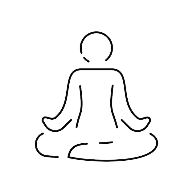 Icono de línea de autocuidado Meditación yoga indiferencia Concepto de salud mental Vector para temas como estilo de vida saludable psicología terapia alternativa