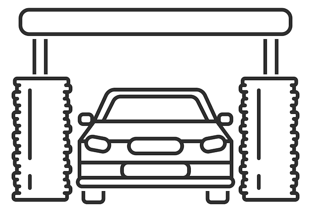 Vector icono de la línea automática de lavado de automóviles limpieza de transporte