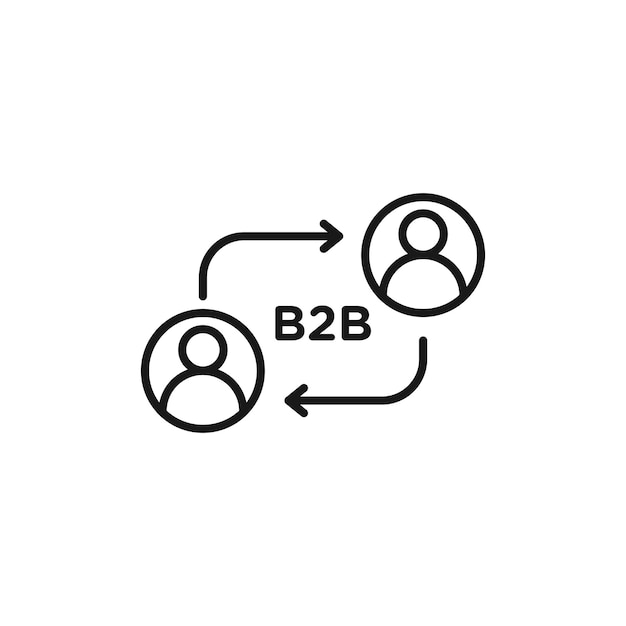 Icono de línea B2B aislado sobre fondo blanco