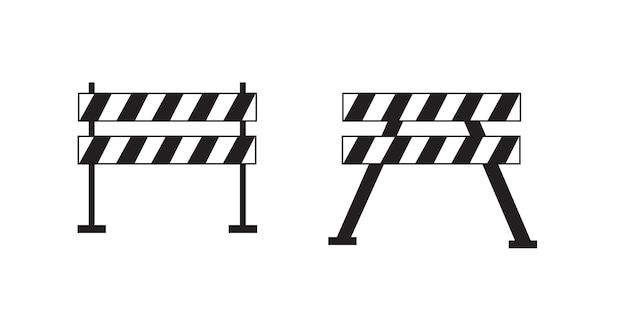 Icono de la línea de barrera de obstrucción Icono de bloqueo de seguridad en color blanco y negro