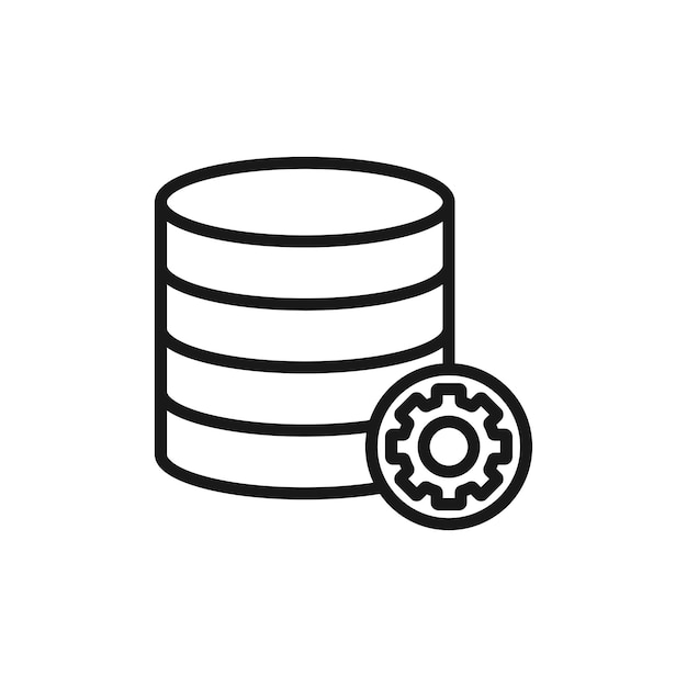 Ícono de línea de base de datos de cilindro aislado sobre fondo blanco