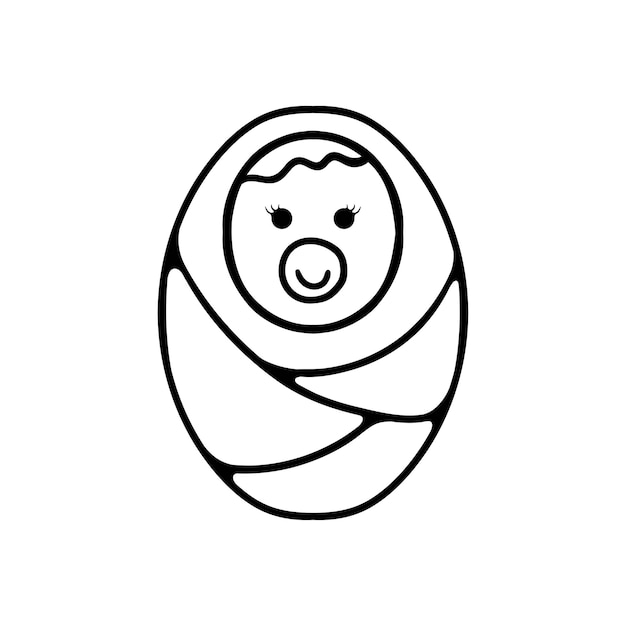 Icono de línea de bebé Pañal pezón leche mamá llorando pañal recién nacido hospital de maternidad Vector icono de línea negra sobre fondo blanco para negocios