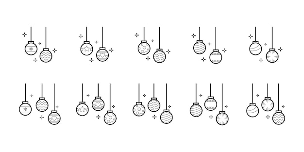 Icono de línea de bolas navideñas