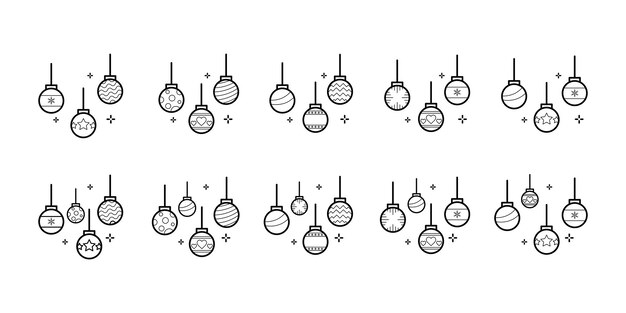 Icono de línea de bolas navideñas
