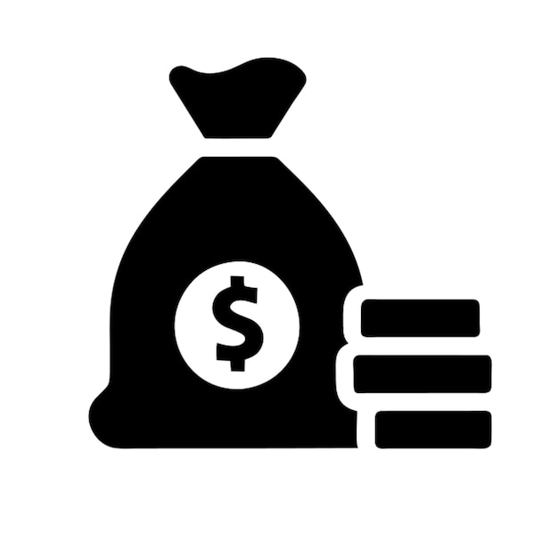 icono de la línea de la bolsa de monedas con pictograma de moneda