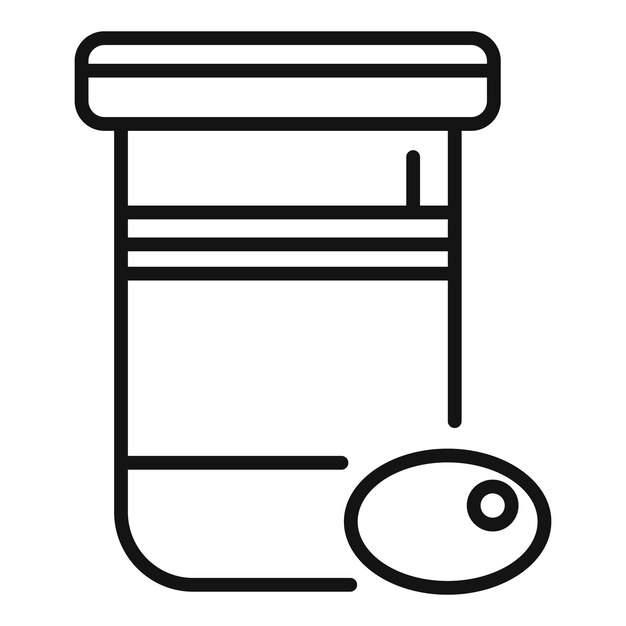 El icono de la línea de botellas de pastillas