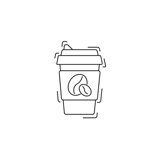 icono de la línea de café llevarse el café en una taza desechable icono de línea delgada