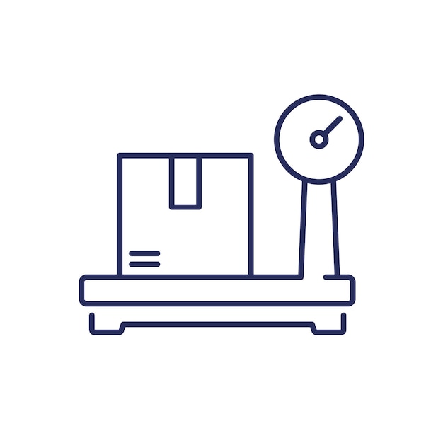 icono de la línea de caja y balanza