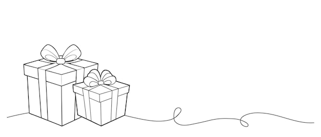 Icono de la línea de la caja de regalos Regalo de cumpleaños o fondo de venta Ilustración artística de la linea de regalos de vacaciones