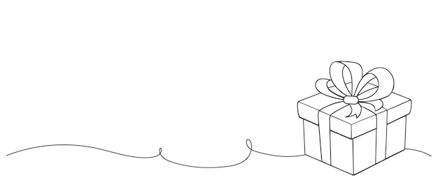 Icono de la línea de la caja de regalos Regalo de cumpleaños o fondo de venta Ilustración artística de la linea de regalos de vacaciones