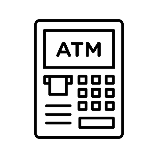Icono de línea de cajeros automáticos aislado en fondo blanco