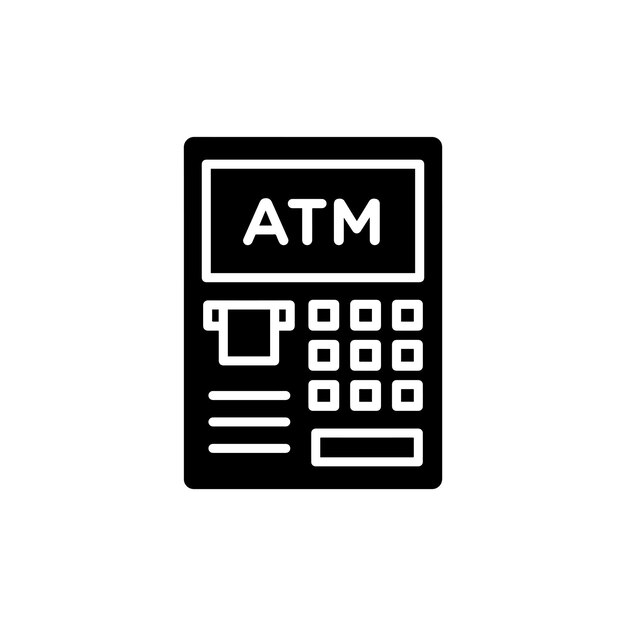 Icono de línea de cajeros automáticos aislado en fondo blanco