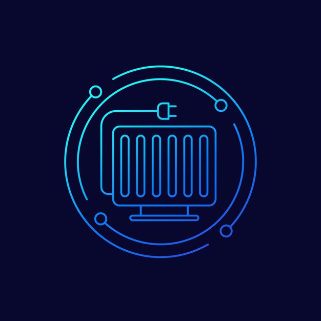 Icono de línea de calentador o radiador eléctrico