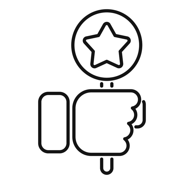 El icono de la línea de calificación de cinco estrellas