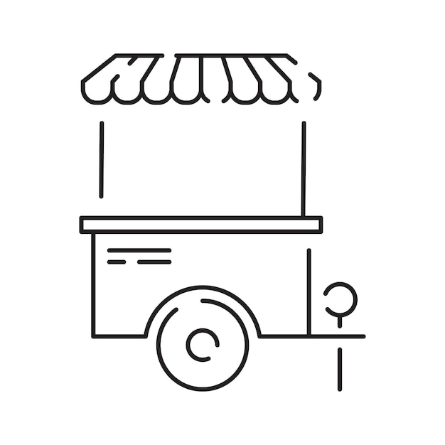 Icono de la línea de camiones de comida Elemento y letrero de comida callejera